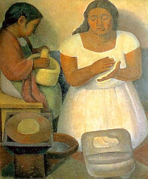 The Tortilla Maker - Diego Rivera reproduction oil painting