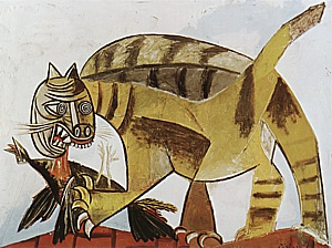 Cat Devouring a Bird 1939 - Pablo Picasso reproduction oil painting