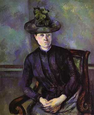 Portrait of a Woman in Green Hat - Paul Cezanne reproduction oil painting