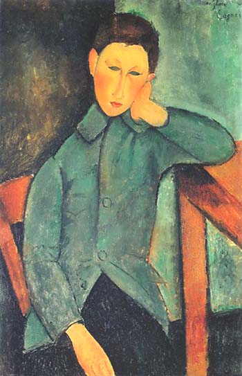 Boy with Blue Waistcoat 1919 - Amedeo Modigliani reproduction oil painting