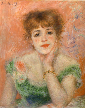 Portrait of the Actress Jeanne Samary 1877 - Pierre Auguste Renoir reproduction oil painting