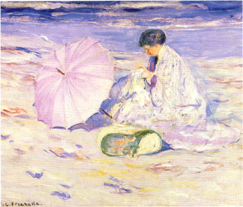 On the Beach in Corsica 1913 - Frederick Carl Frieseke reproduction oil painting