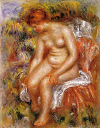 Bather Drying Her Legs 1895 - Pierre Auguste Renoir reproduction oil painting