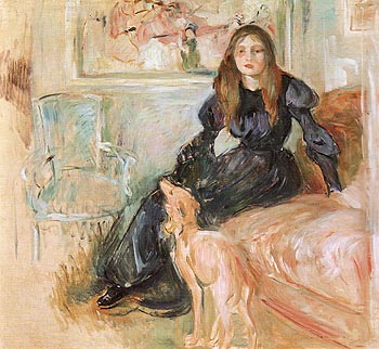 Julie Manet and Her Greyhound Laertes 1893 - Berthe Morisot reproduction oil painting