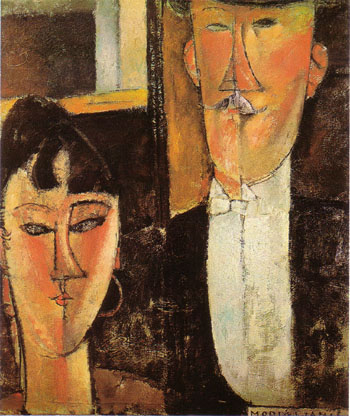 Bride and Groom c 1915 - Amedeo Modigliani reproduction oil painting