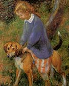 Lenna With Rabbit Hound 1922 - William Glackens