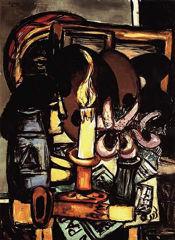 Woman in Front of a Mirror with Orchids 1947 - Max Beckmann reproduction oil painting