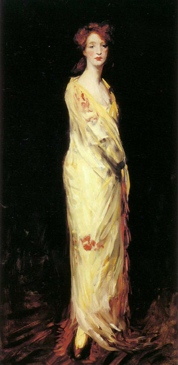 Marjorie in a Yellow Shawl 1908 - Robert Henri reproduction oil painting