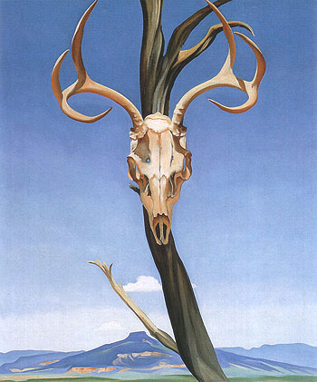 Deer Skull With Pedernal 1936 - Georgia O'Keeffe reproduction oil painting