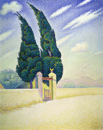 Two Cypresses, Mistral, Opus 241 1893 - Paul Signac reproduction oil painting