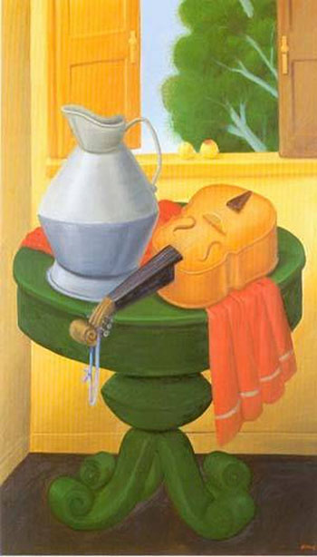 Still Life with Violin 1965 - Fernando Botero reproduction oil painting