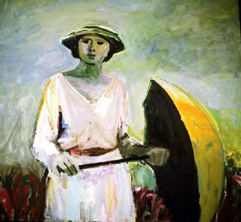 Woman with Orange Umbrella 1958 - Elmer Bischoff reproduction oil painting