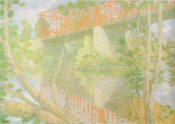 The Red Bridge 1895 - Julian Alden Weir reproduction oil painting