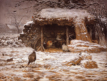 Farmyard in Winter 1868 - Jean Francois Millet reproduction oil painting