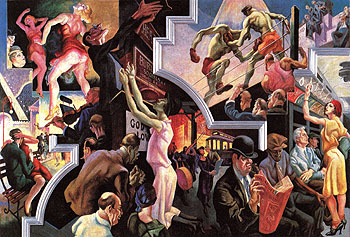 City Activities with Subway 1930 - Thomas Hart Benton reproduction oil painting