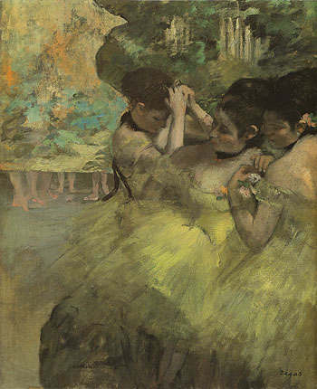 Yellow Dancers In the Wings c1874 - Edgar Degas reproduction oil painting