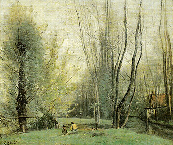 Morning Near Beauvais 1855 - Jean-baptiste Corot reproduction oil painting