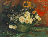 Bowl with Sunflowers Roses and Other Flowers 1886 - Vincent van Gogh