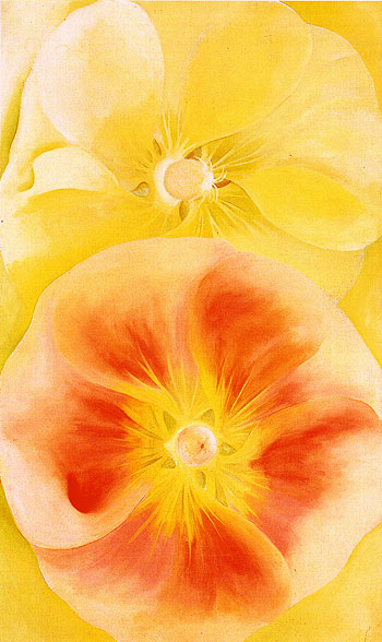 Pink And Yellow Hollyhocks 1952 - Georgia O'Keeffe reproduction oil painting