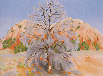 Dead Tree With Pink Hill 1945 - Georgia O'Keeffe reproduction oil painting