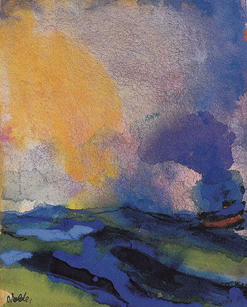 Blue green Sea with Steamer - Emile Nolde reproduction oil painting