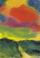 Green Landscape with Red Cloud - Emile Nolde