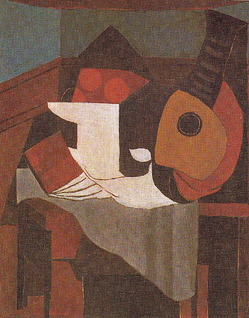 Book Bowl of Fruit and Mandolin 1924 - Pablo Picasso reproduction oil painting