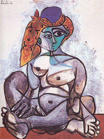 Female Nude in a Turkish Cap 1955 - Pablo Picasso reproduction oil painting