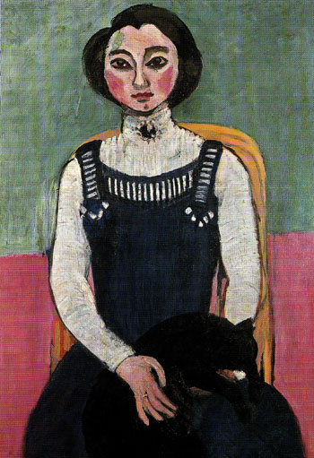 Marguerite with a Black Cat 1910 - Henri Matisse reproduction oil painting