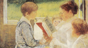 Reading 1880 - Mary Cassatt reproduction oil painting