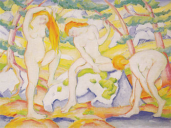 Bathing Girls 1910 - Franz Marc reproduction oil painting