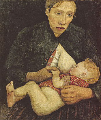 Nursing Mother 1903 - Paula Modersohn-Becker reproduction oil painting