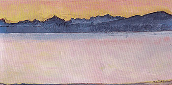 Lake Geneva with Mont Blanc in Pink Dawn Light 1918 - Ferdinand Hodler reproduction oil painting