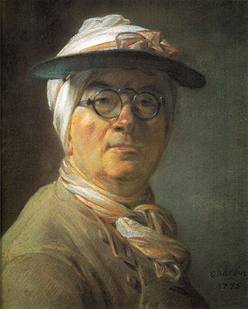 Portrait of Chardin Wearing an Eyeshade 1775 - Jean Simeon Chardin reproduction oil painting