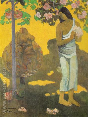 Woman with Flowers in Her Hands 1893 - Paul Gauguin reproduction oil painting