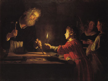 Christ in the Carpenters Shop c1620 - Gerrit van Honthorst reproduction oil painting