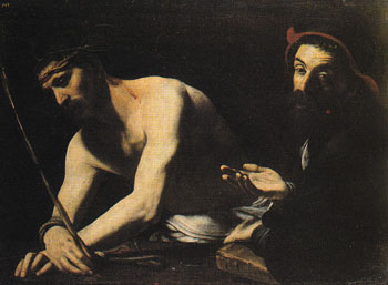 Christ before Caiaphas - Giovanni Battista Caracciolo reproduction oil painting