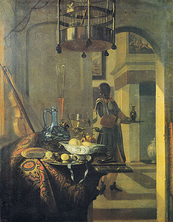 Black Servant and a Laid Table 1686 - Hendrik van Streek reproduction oil painting