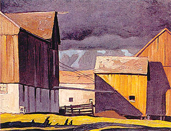 Barns at Twelve Mile Lake - A.J. Casson reproduction oil painting