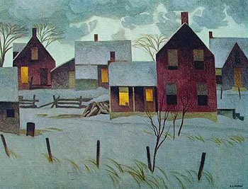 Winter Evening - A.J. Casson reproduction oil painting