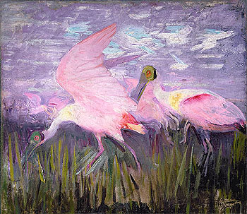 Roseate Spoonbills 1905 - Abbott Henderson Thayer reproduction oil painting