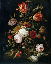 Flowers in a Crystal Vase - Abraham Mignon