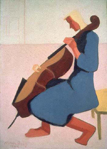 Cello Player in Blue 1944 - Milton Avery reproduction oil painting