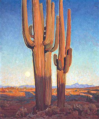 Saguaros at Sunset 1925 - Maynard Dixon reproduction oil painting