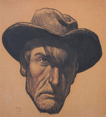 Self Portrait Graphite 1940 - Maynard Dixon reproduction oil painting