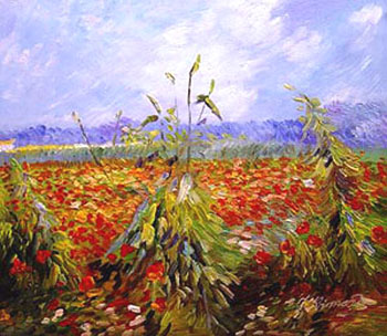 A Field with Poppies - Vincent van Gogh reproduction oil painting