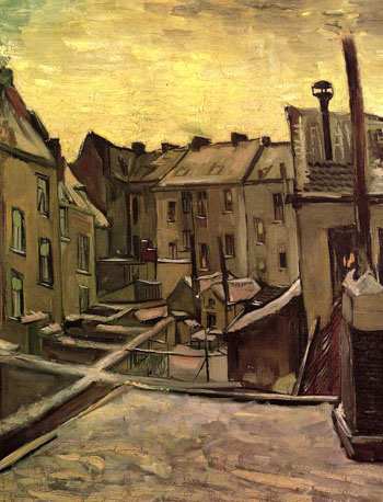 Backyards of Old Houses in Antwerp in the Snow 1885 - Vincent van Gogh reproduction oil painting