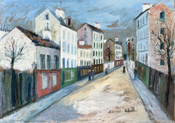 A Street in a Suburb of Paris 1912 - Maurice Utrillo reproduction oil painting