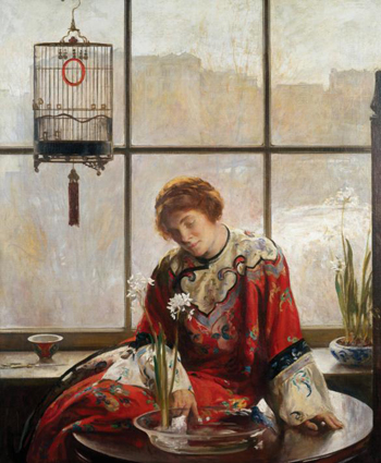 The Red Kimono c1919 - Joseph de Camp reproduction oil painting