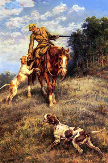 A Hunter and His Dogs - Edmund Henry Osthaus reproduction oil painting